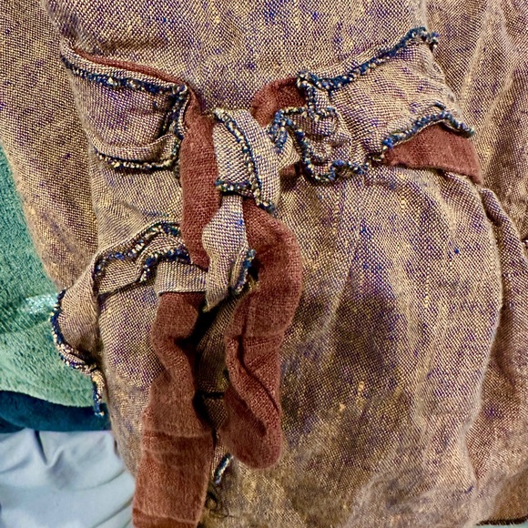 Artsy Sarah Clemens Cottagecore Linen Maxi Skirt ✨Ribbon+Tie Detail. Handmade - Picture 3 of 6